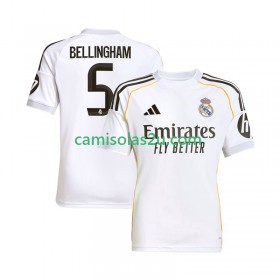 Camisolas de futebol Real Madrid Jude Bellingham 5 Equipamento Principal 2025/26 Manga Curta